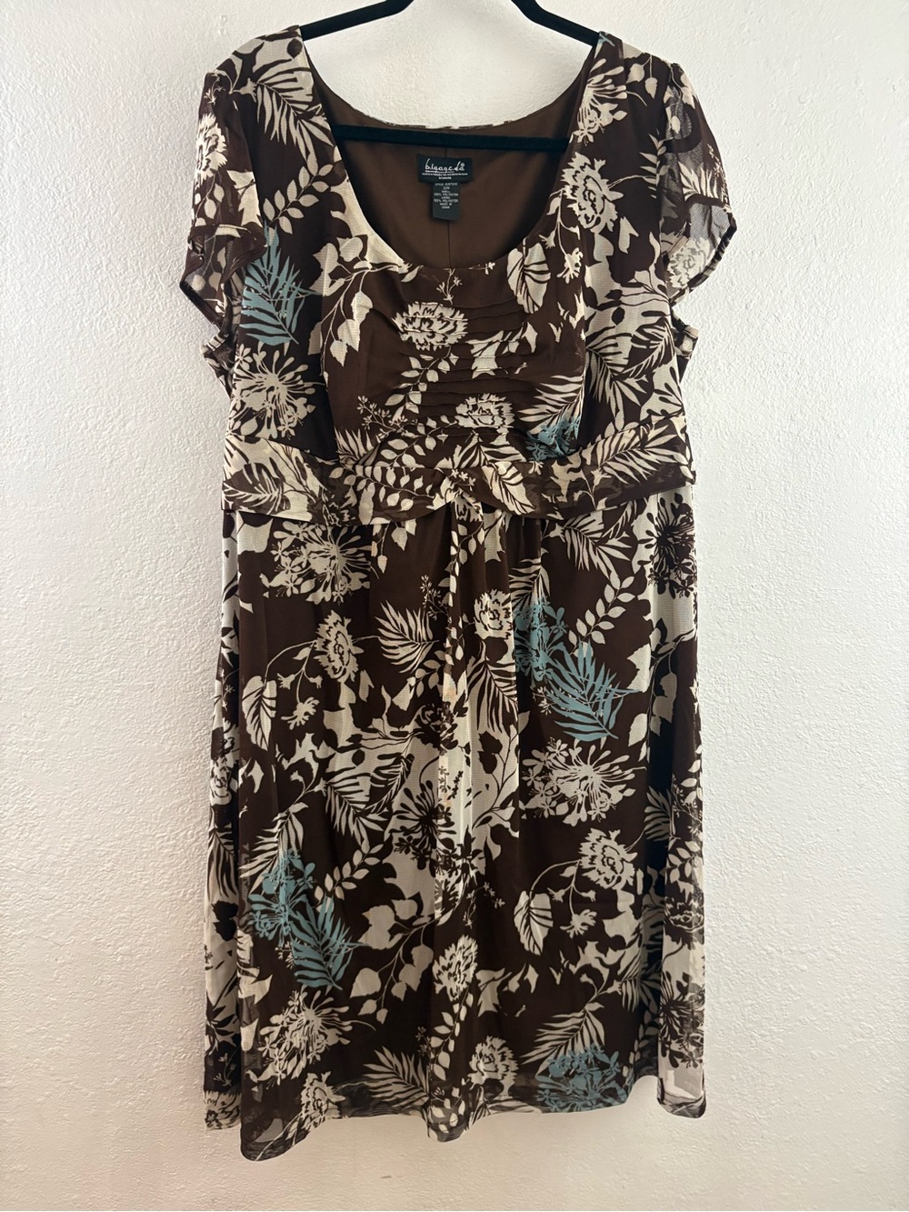 B.i.y.a.y.c.d.a. fully lined midi chiffon dress short sleeves floral print 22W